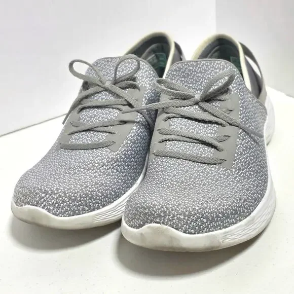 Skechers You Inspire Slip-On Walking Shoe Sneaker Womens 8.5 Gray Faux Lace Up - Picture 5 of 15